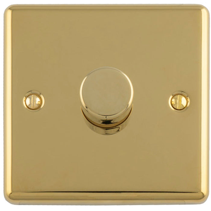 1 Gang 400W LED 2 Way Rotary Dimmer Switch POLISHED BRASS Light Dimming Plate