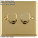 2 Gang 400W LED 2 Way Rotary Dimmer Switch POLISHED BRASS Light Dimming Plate