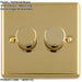 2 PACK 2 Gang 400W LED 2 Way Rotary Dimmer Switch POLISHED BRASS Light Dimming Plate