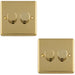 2 PACK 2 Gang 400W LED 2 Way Rotary Dimmer Switch POLISHED BRASS Light Dimming Plate