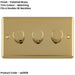 3 Gang 400W LED 2 Way Rotary Dimmer Switch POLISHED BRASS Light Dimming Plate