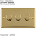 2 PACK 3 Gang 400W LED 2 Way Rotary Dimmer Switch POLISHED BRASS Light Dimming Plate