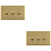 2 PACK 3 Gang 400W LED 2 Way Rotary Dimmer Switch POLISHED BRASS Light Dimming Plate