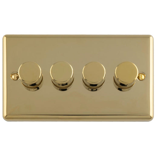 4 Gang 400W LED 2 Way Rotary Dimmer Switch POLISHED BRASS Light Dimming Plate