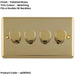 2 PACK 4 Gang 400W LED 2 Way Rotary Dimmer Switch POLISHED BRASS Light Dimming Plate