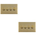 2 PACK 4 Gang 400W LED 2 Way Rotary Dimmer Switch POLISHED BRASS Light Dimming Plate