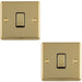 2 PACK 1 Gang Single Light Switch POLISHED BRASS 2 Way 10A Black Trim & Metal Rocker