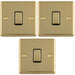 3 PACK 1 Gang Single Light Switch POLISHED BRASS 2 Way 10A Black Trim & Metal Rocker