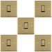 5 PACK 1 Gang Single Light Switch POLISHED BRASS 2 Way 10A Black Trim & Metal Rocker