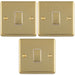 3 PACK 1 Gang Single Light Switch POLISHED BRASS 2 Way 10A White Trim & Metal Rocker