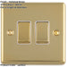 2 Gang Double Light Switch POLISHED BRASS 2 Way 10A White Trim & Metal Rocker
