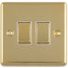 2 Gang Double Light Switch POLISHED BRASS 2 Way 10A White Trim & Metal Rocker