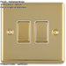 2 PACK 2 Gang Double Light Switch POLISHED BRASS 2 Way 10A White Trim & Metal Rocker