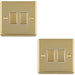 2 PACK 2 Gang Double Light Switch POLISHED BRASS 2 Way 10A White Trim & Metal Rocker
