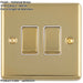 5 PACK 2 Gang Double Light Switch POLISHED BRASS 2 Way 10A White Trim & Metal Rocker