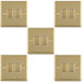 5 PACK 2 Gang Double Light Switch POLISHED BRASS 2 Way 10A White Trim & Metal Rocker