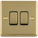 2 Gang Double Light Switch POLISHED BRASS 2 Way 10A Black Trim & Metal Rocker