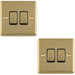 2 PACK 2 Gang Double Light Switch POLISHED BRASS 2 Way 10A Black Trim & Metal Rocker