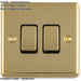 5 PACK 2 Gang Double Light Switch POLISHED BRASS 2 Way 10A Black Trim & Metal Rocker