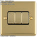 2 PACK 3 Gang Triple Light Switch POLISHED BRASS 2 Way 10A Black Trim & Metal Rocker