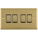 4 Gang Quad Light Switch POLISHED BRASS 2 Way 10A Black Trim & Metal Rocker