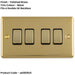 5 PACK 4 Gang Quad Light Switch POLISHED BRASS 2 Way 10A Black Trim & Metal Rocker