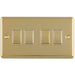 4 Gang Quad Light Switch POLISHED BRASS 2 Way 10A White Trim & Metal Rocker