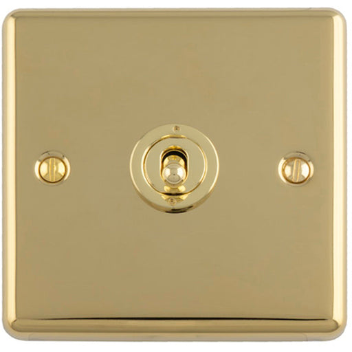 1 Gang Single Retro Toggle Light Switch POLISHED BRASS 10A 2 Way Lever Plate
