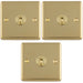 3 PACK 1 Gang Single Retro Toggle Light Switch POLISHED BRASS 10A 2 Way Lever Plate