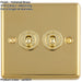 2 Gang Double Retro Toggle Light Switch POLISHED BRASS 10A 2 Way Lever Plate
