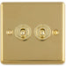 2 Gang Double Retro Toggle Light Switch POLISHED BRASS 10A 2 Way Lever Plate