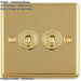 2 PACK 2 Gang Double Retro Toggle Light Switch POLISHED BRASS 10A 2 Way Lever Plate