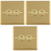 3 PACK 2 Gang Double Retro Toggle Light Switch POLISHED BRASS 10A 2 Way Lever Plate