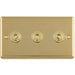 3 Gang Triple Retro Toggle Light Switch POLISHED BRASS 10A 2 Way Lever Plate