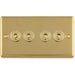 4 Gang Quad Retro Toggle Light Switch POLISHED BRASS 10A 2 Way Lever Plate