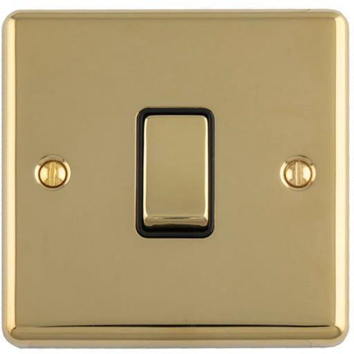1 Gang 20A DP Single Switch POLISHED BRASS & Black Trim Appliance / Boiler Power