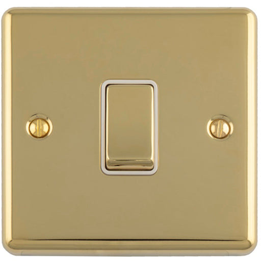 1 Gang 20A DP Single Switch POLISHED BRASS & White Trim Appliance / Boiler Power