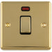 1 Gang 20A DP Single Switch & Neon Power Indictor POLISHED BRASS & Black Trim