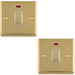 2 PACK 1 Gang 20A DP Single Switch & Neon Power Indictor POLISHED BRASS & White Trim