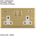 2 Gang Double UK Plug Socket & Dual 3.1A USB C USB A POLISHED BRASS & WHITE 13A Switched
