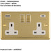 2 PACK 2 Gang Double UK Plug Socket & Dual 3.1A USB C USB A POLISHED BRASS & WHITE 13A Switched