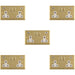 5 PACK 2 Gang Double UK Plug Socket & Dual 3.1A USB C USB A POLISHED BRASS & WHITE 13A Switched