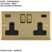 3 PACK 2 Gang Double UK Plug Socket & Dual 3.1A USB C USB A POLISHED BRASS & BLACK 13A Switched