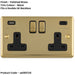 5 PACK 2 Gang Double UK Plug Socket & Dual 3.1A USB C USB A POLISHED BRASS & BLACK 13A Switched