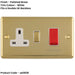 45A DP Oven Switch & Single 13A Switched Power Socket POLISHED BRASS & WHITE Cooker Wall Outlet