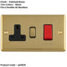 45A DP Oven Switch & Single 13A Switched Power Socket POLISHED BRASS & BLACK Cooker Wall Outlet