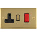 45A DP Oven Switch & Single 13A Switched Power Socket POLISHED BRASS & BLACK Cooker Wall Outlet