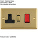 2 PACK 45A DP Oven Switch & Single 13A Switched Power Socket POLISHED BRASS & BLACK Cooker Wall Outlet