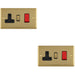 2 PACK 45A DP Oven Switch & Single 13A Switched Power Socket POLISHED BRASS & BLACK Cooker Wall Outlet