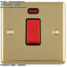 1 Gang Single 45A Cooker Switch & Neon POLISHED BRASS & BLACK TRIM Rocker DP